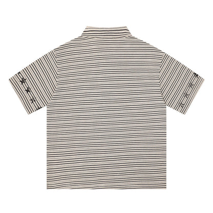 Striped short sleeved polo shirt