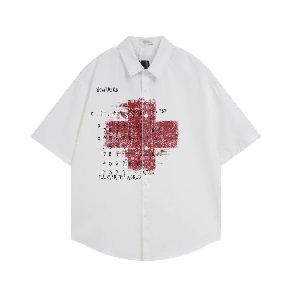 Cross printed short sleeved shirt