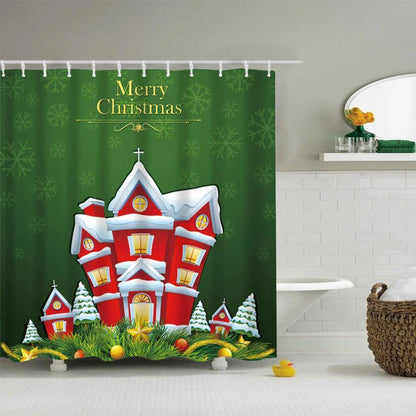 Christmas Waterproof Polyester Bathroom Shower Curtain Decor With Hooks by eprolo
