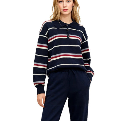 Striped Contrasting long Sleeved Sweater for Women