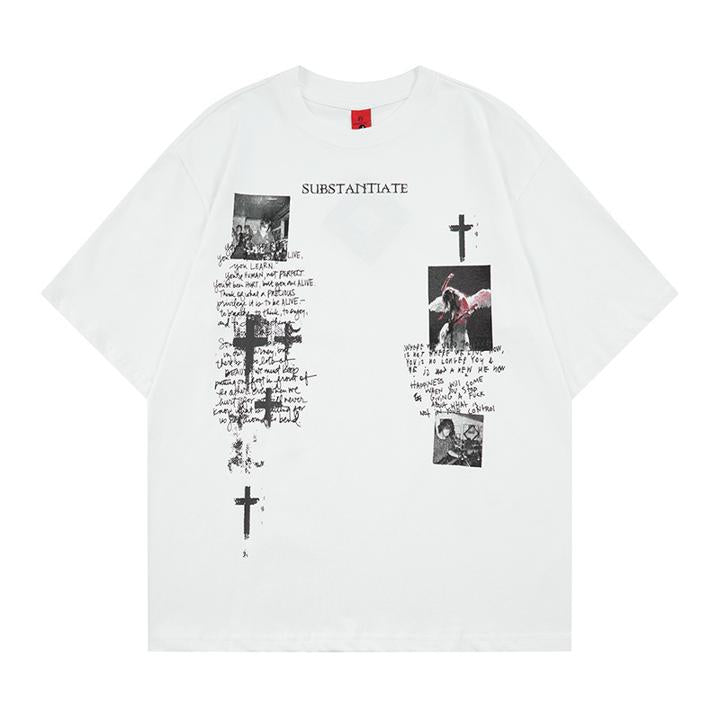 T-shirt lavé et usé à manches courtes pour homme