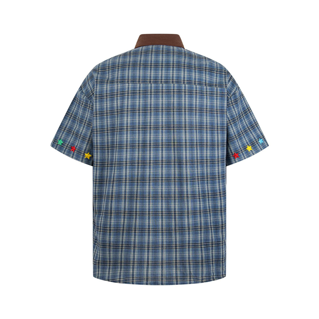 Chemise brodée papillon à manches courtes