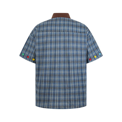 Letter butterfly embroidered short sleeved shirt