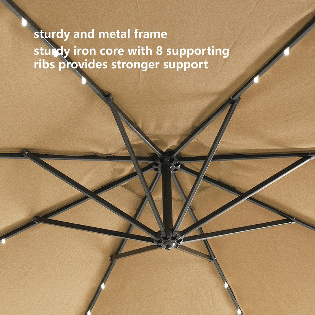 10 FT Solar LED Patio Outdoor Umbrella Hanging Cantilever by eprolo