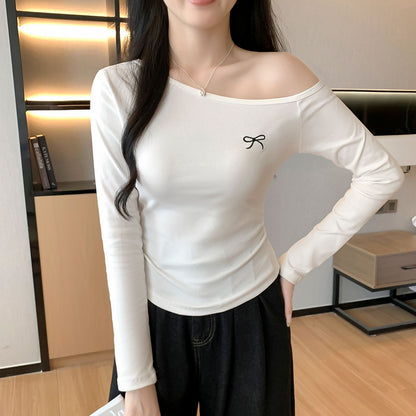 Black Asymmetric Shoulder Inner T-Shirt