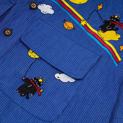 Rainbow cat embroidered short sleeved shirt