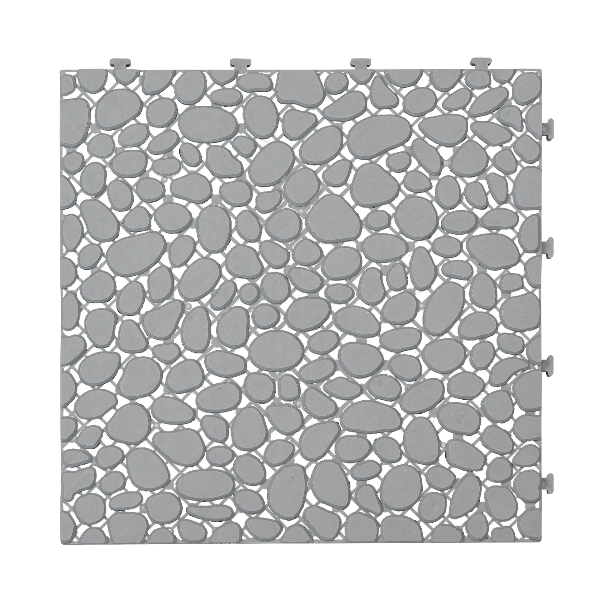 12 x 12 inch gray interlocking deck tiles, plastic waterproof pebble pattern, pack of 12 pieces by eprolo