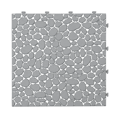 12 x 12 inch gray interlocking deck tiles, plastic waterproof pebble pattern, pack of 12 pieces by eprolo