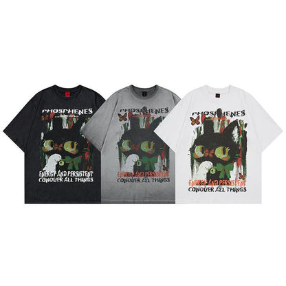 T-shirt à manches courtes imprimé chat
