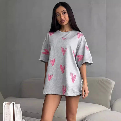 Love printed T-shirt, European and American street trend hand-painted love printed short sleeved T-shirt by eprolo