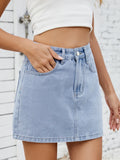 Mini-jupe en jean unie