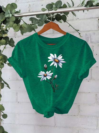 Floral printed T-shirt short sleeved shirt