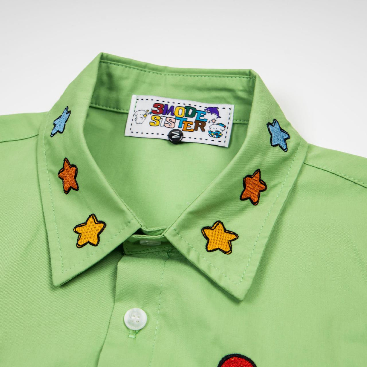 Star Boy Embroidered Short Sleeve Shirt with Patchwork