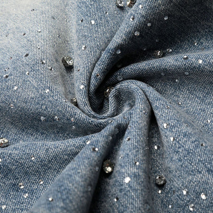 Pantalon droit amincissant, taille haute, délavé et déchiré, coupe ample