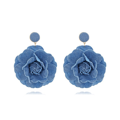 Aretes de flores de mezclilla hechos a mano personalizados