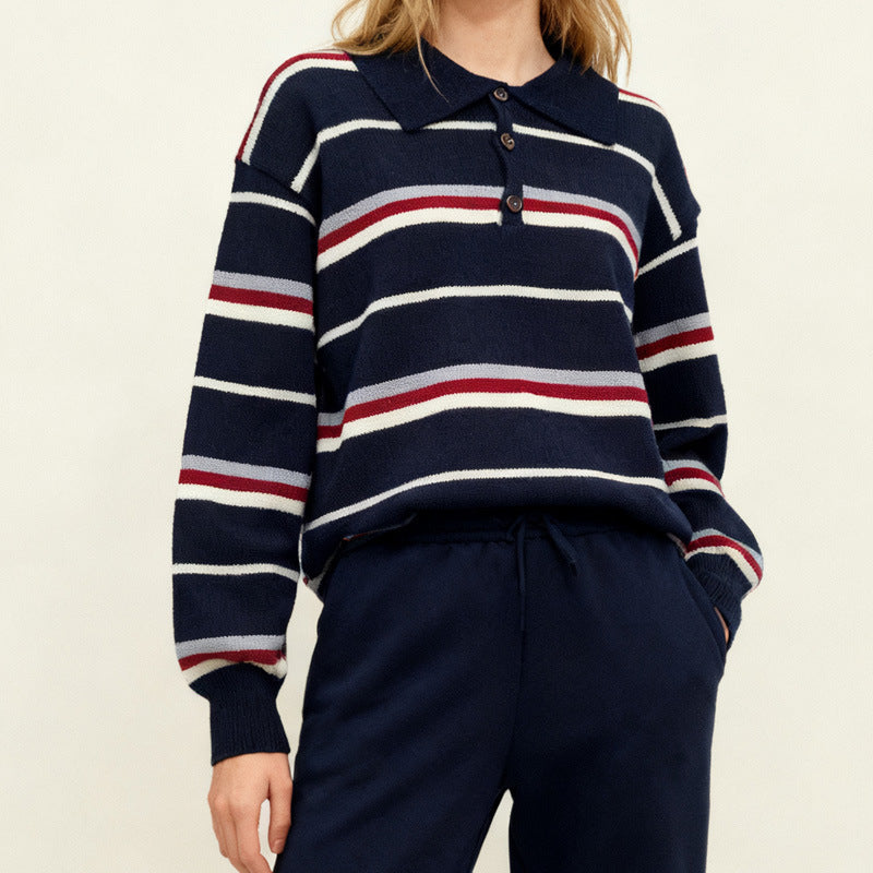 Striped Contrasting long Sleeved Sweater for Women