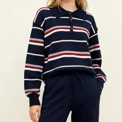 Striped Contrasting long Sleeved Sweater for Women