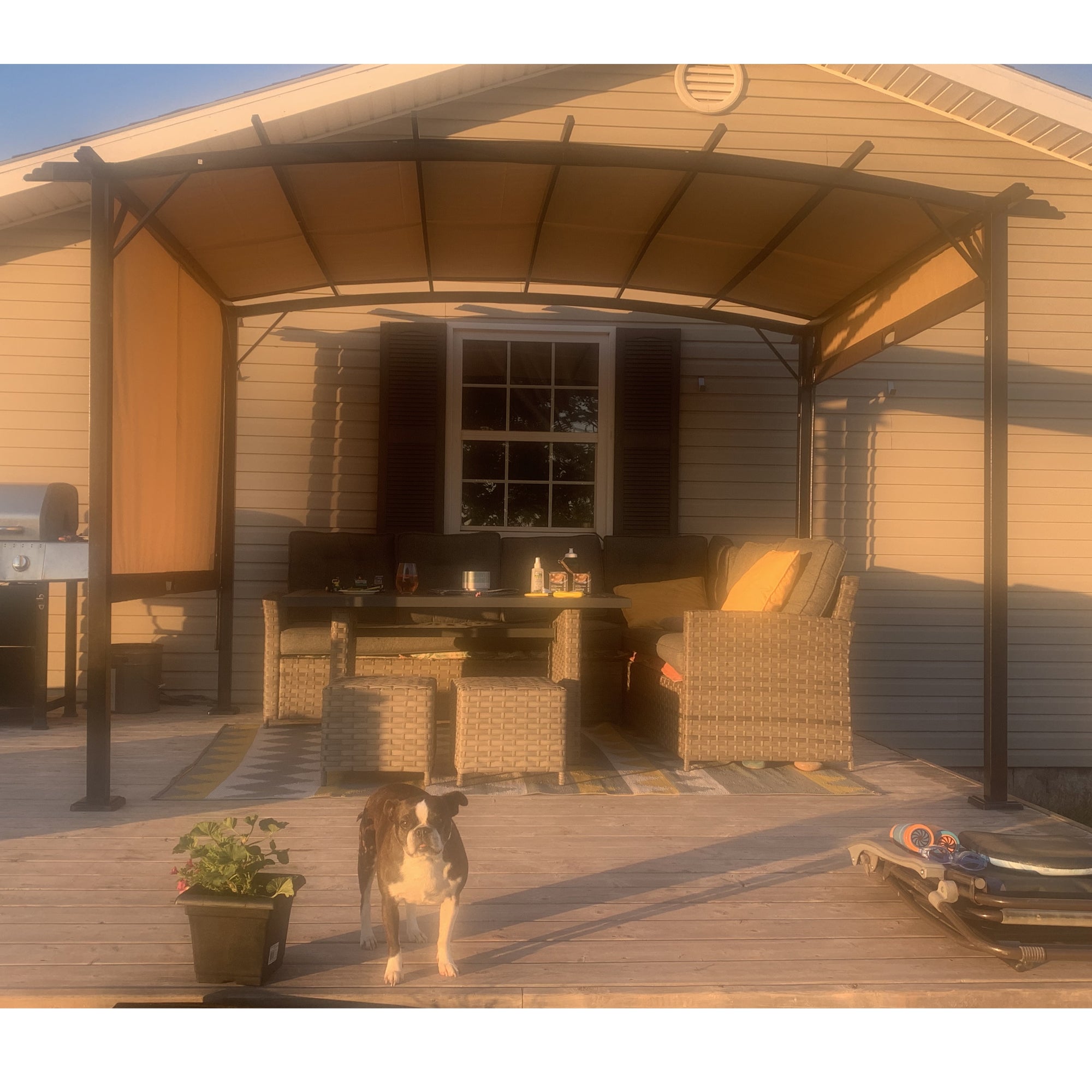 Pergola de jardin extérieure 3,6 x 2,7 m, auvent rétractable, gloriette en acier, abri solaire pour jardins