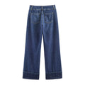 Straight tube loose low waist rolled hem jeans