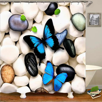 Butterflies flying Waterproof Polyester Fabric Shower Curtain by eprolo