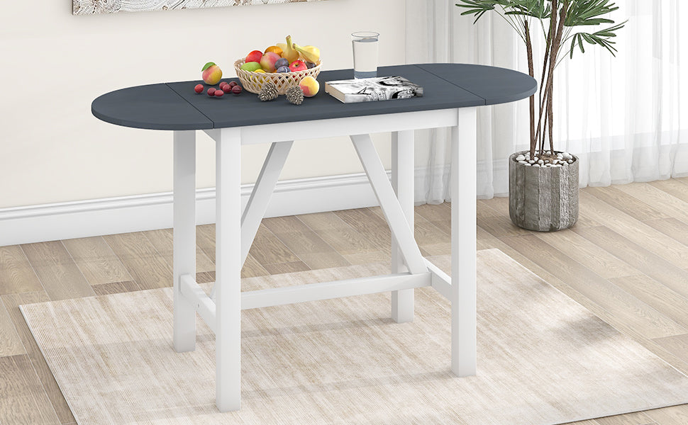 Juego de mesa de comedor de altura de mostrador de madera de 3 piezas con hojas abatibles