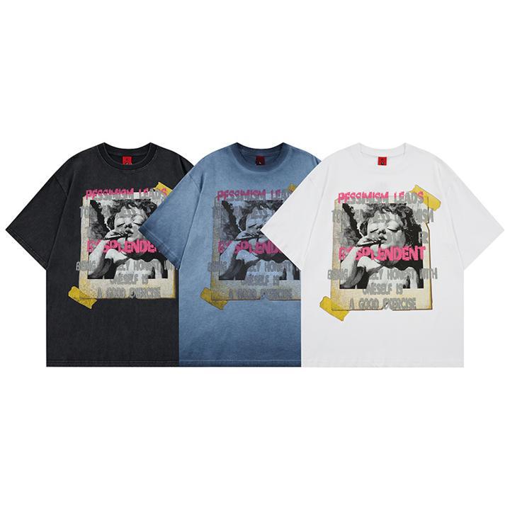 Funny character printed short sleeved T-shirt