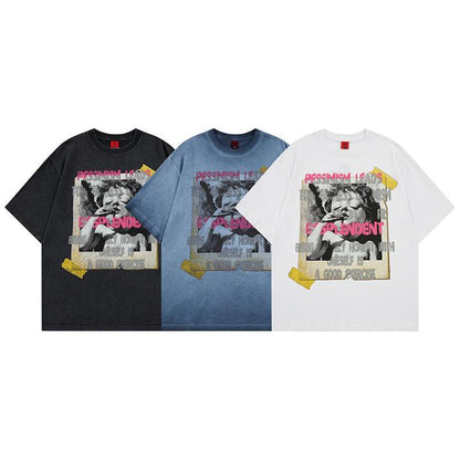 T-shirt imprimé personnage rigolo à manches courtes
