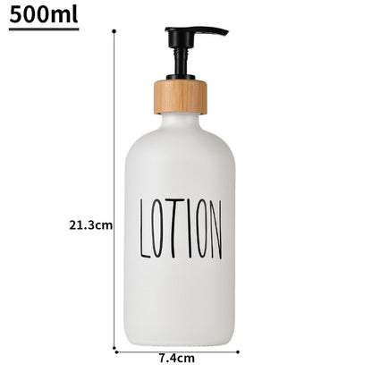 Glass 500ml Boston hand soap pump black and white split bottle wooden cap soap dispenser shampoo bottle by eprolo