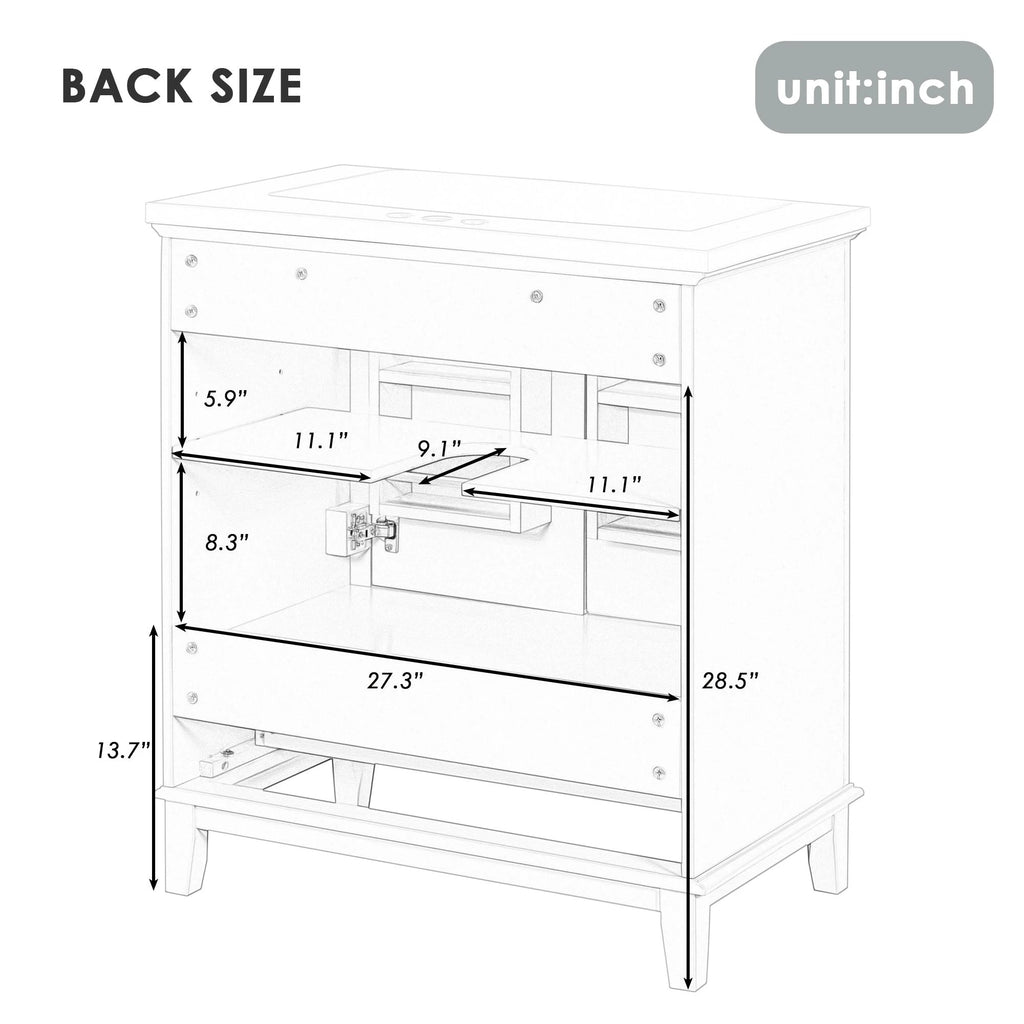 30inchgrey Bathroom Vanity with Sink ComboMulti-functional Bathroom Cabinet with Doors and Drawer Solid Frame and MDF Board by eprolo