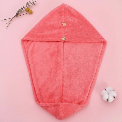 Super absorbent double-layer thickened coral velvet quick drying hair towel, shower cap, and headband towel by eprolo