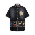 Cat Embroidered Cowboy Short Sleeve
