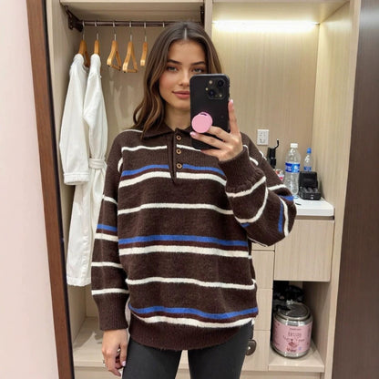 Striped Contrasting long Sleeved Sweater for Women