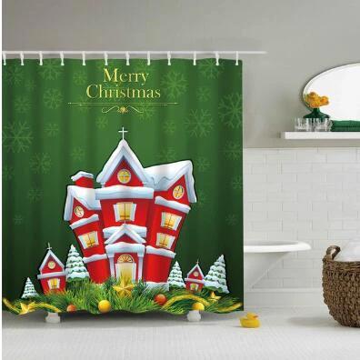 Christmas Waterproof Polyester Bathroom Shower Curtain Decor With Hooks by eprolo