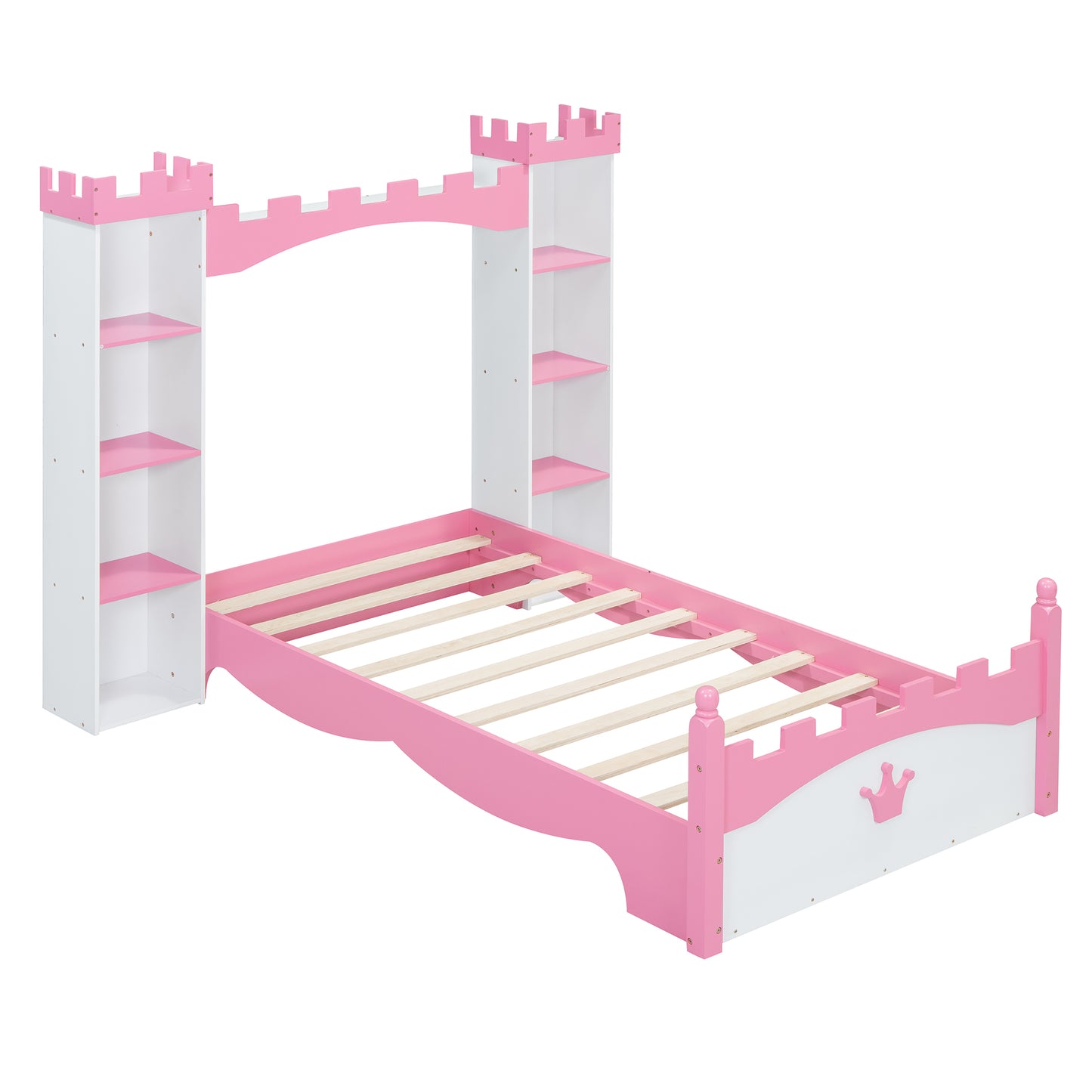 Cama de madera con forma de castillo