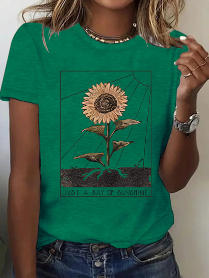 T-shirt tournesol à manches courtes pour femme
