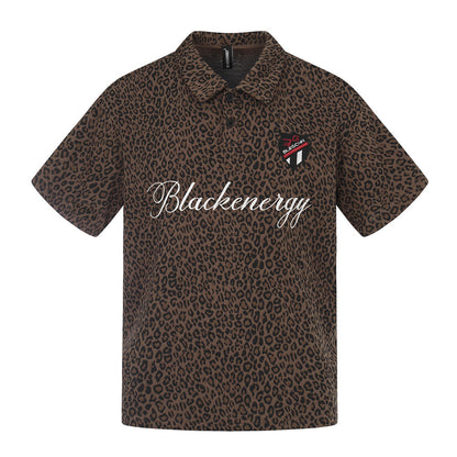Leopard print short sleeved polo shirt