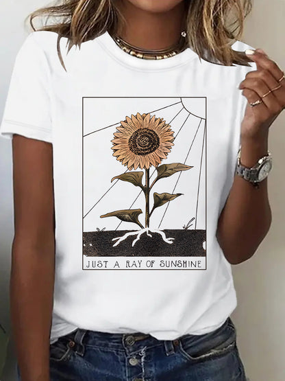 T-shirt tournesol à manches courtes pour femme