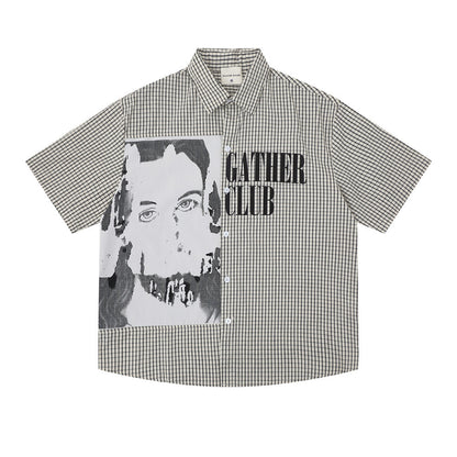 Portrait printed short sleeved shirt