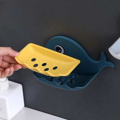 Whale Shape Free Punch Soap Rack Bathroom Drain Soap Box Toilet Soap Rack Wall-Mounted Rack by eprolo