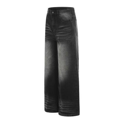 Pantalon droit en jean délavé coloré