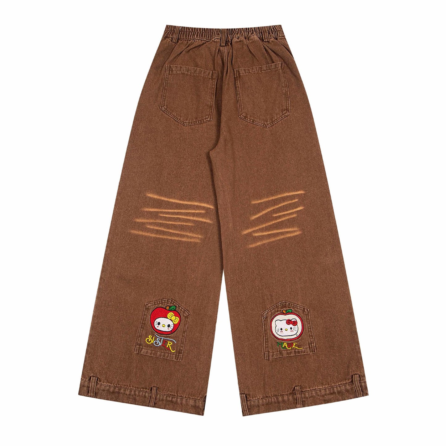 Kitty cat embroidered jeans