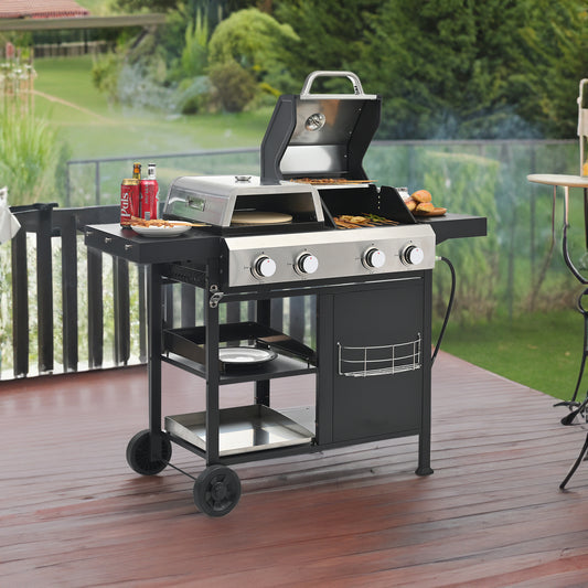 2+2 multifunctional gas barbecue grill and covered
