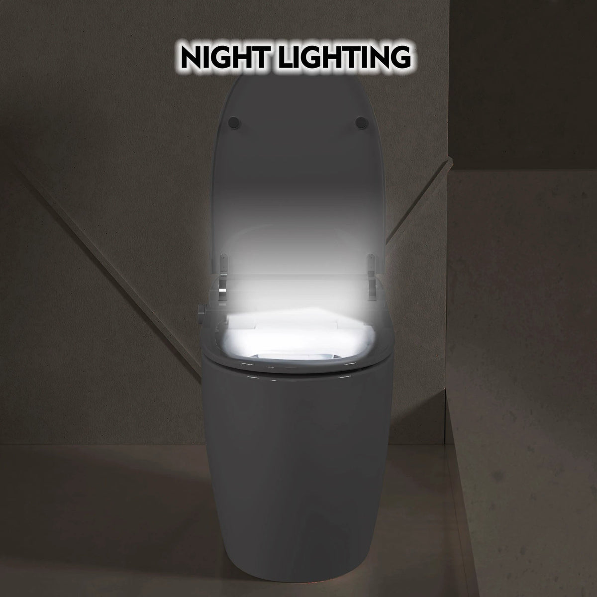 Heated seat intelligent toilet, integrated toilet, automatic flushing water tank toilet, with foot sensor flushing, white night by eprolo