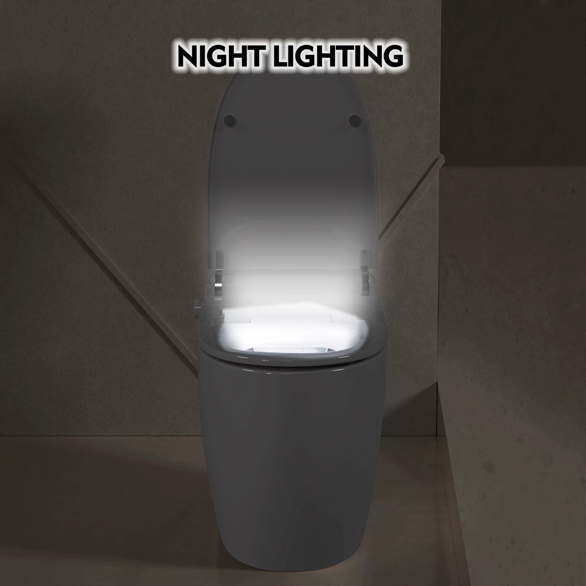 Heated seat intelligent toilet, integrated toilet, automatic flushing water tank toilet, with foot sensor flushing, white night by eprolo