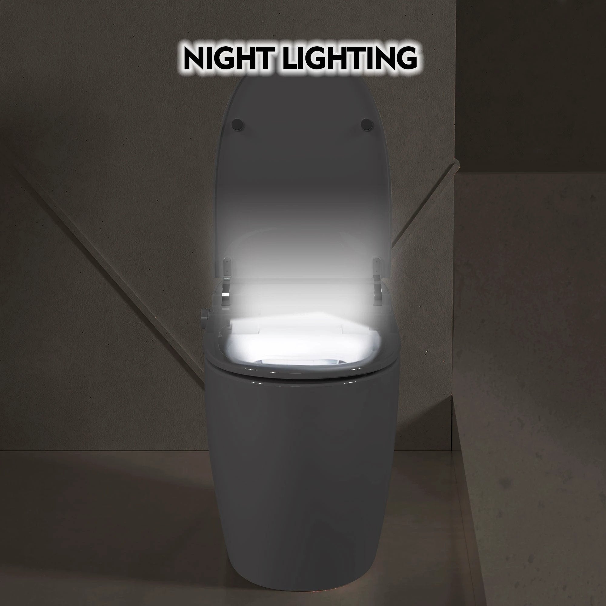 Heated seat intelligent toilet, integrated toilet, automatic flushing water tank toilet, with foot sensor flushing, white night by eprolo