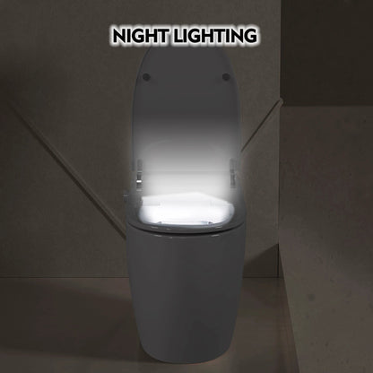 Heated seat intelligent toilet, integrated toilet, automatic flushing water tank toilet, with foot sensor flushing, white night by eprolo
