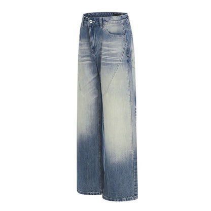 Color blocked polished and washed denim jeans