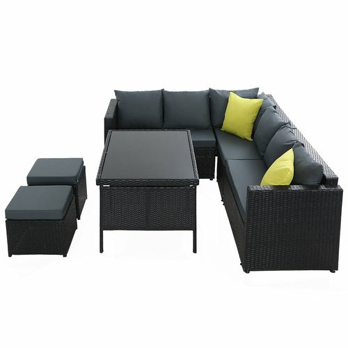 Rattan Outdoor Patio Sectional Dining Set