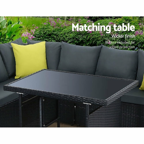 Rattan Outdoor Patio Sectional Dining Set