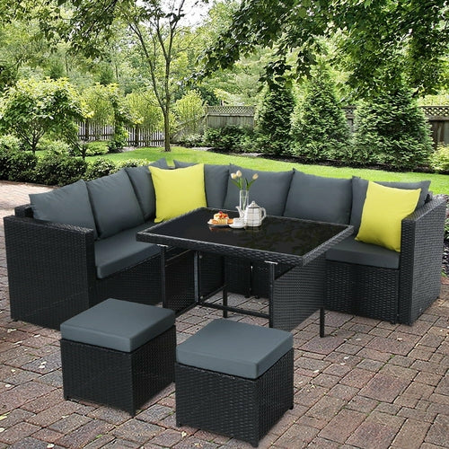 Rattan Outdoor Patio Sectional Dining Set